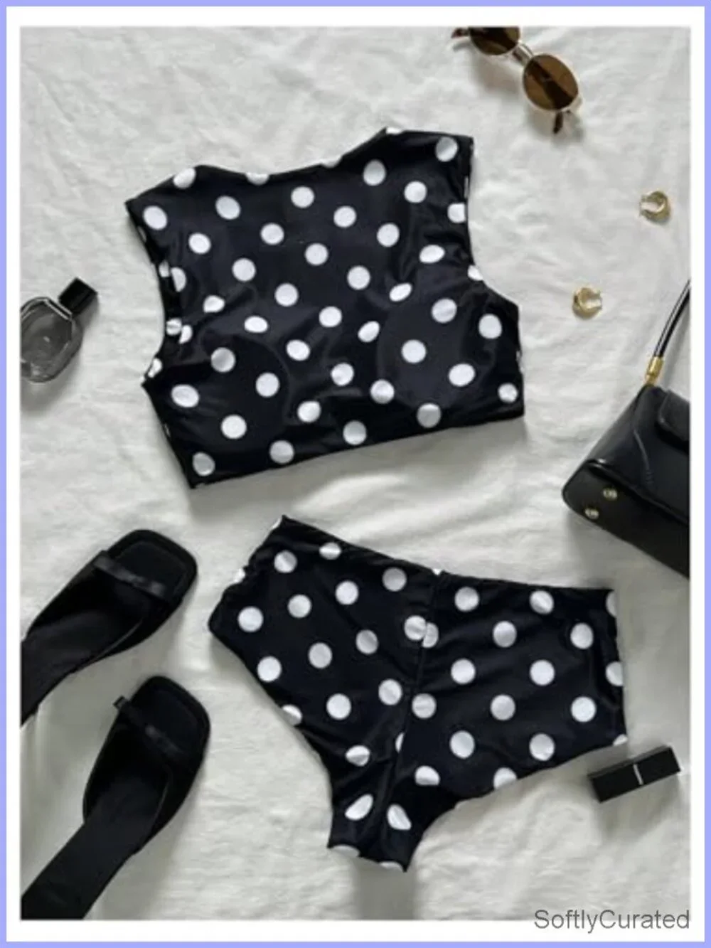 Polka Dots Twist High Waisted Bikini Set Two Piece Bathing Suit Beachwear